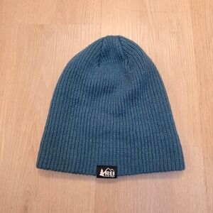 REI Co-op Unisex Teal Blue Ribbed Knit Wool Blend Beanie Hat One Size 119920